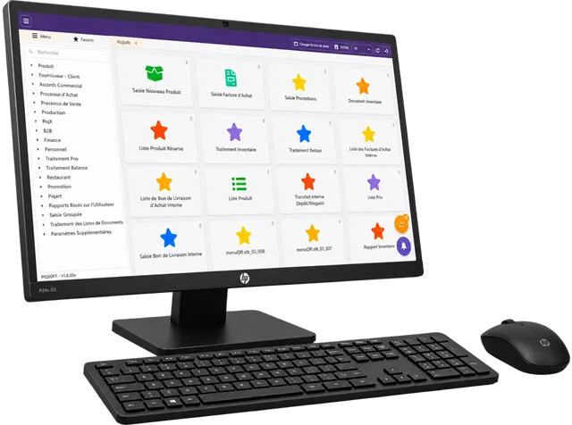 Back-office Piqoff affiché sur un poste de travail