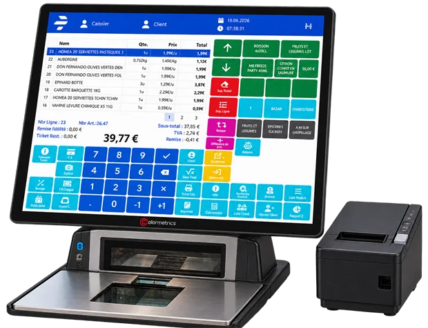 Caisse Piqpos en fonctionnement sur un terminal tactile