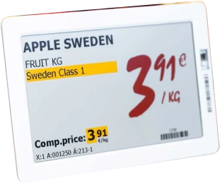 Étiquette électronique Pricer avec affichage du prix en rayon